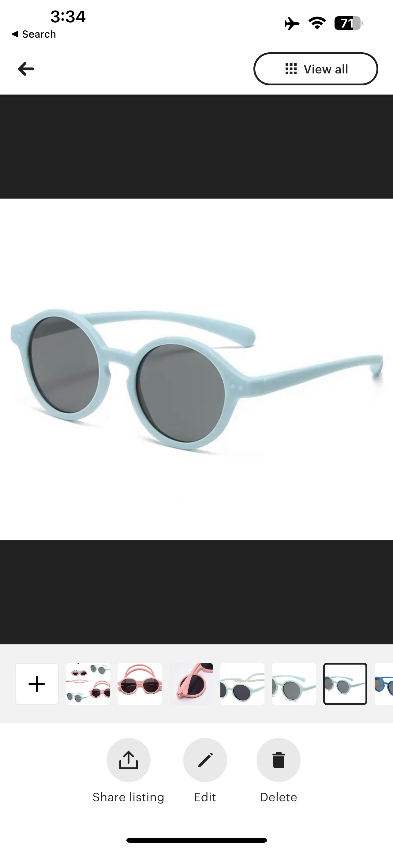 Baby sunglasses with detachable strap