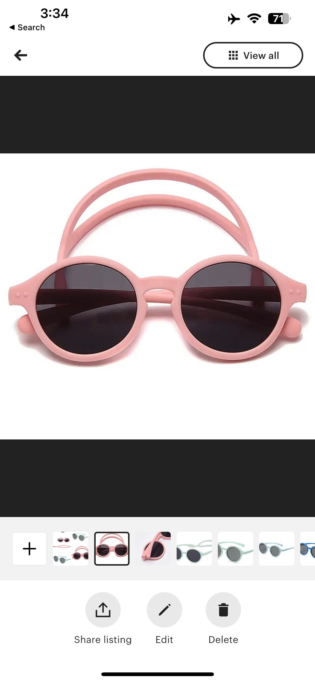 Baby sunglasses with detachable strap