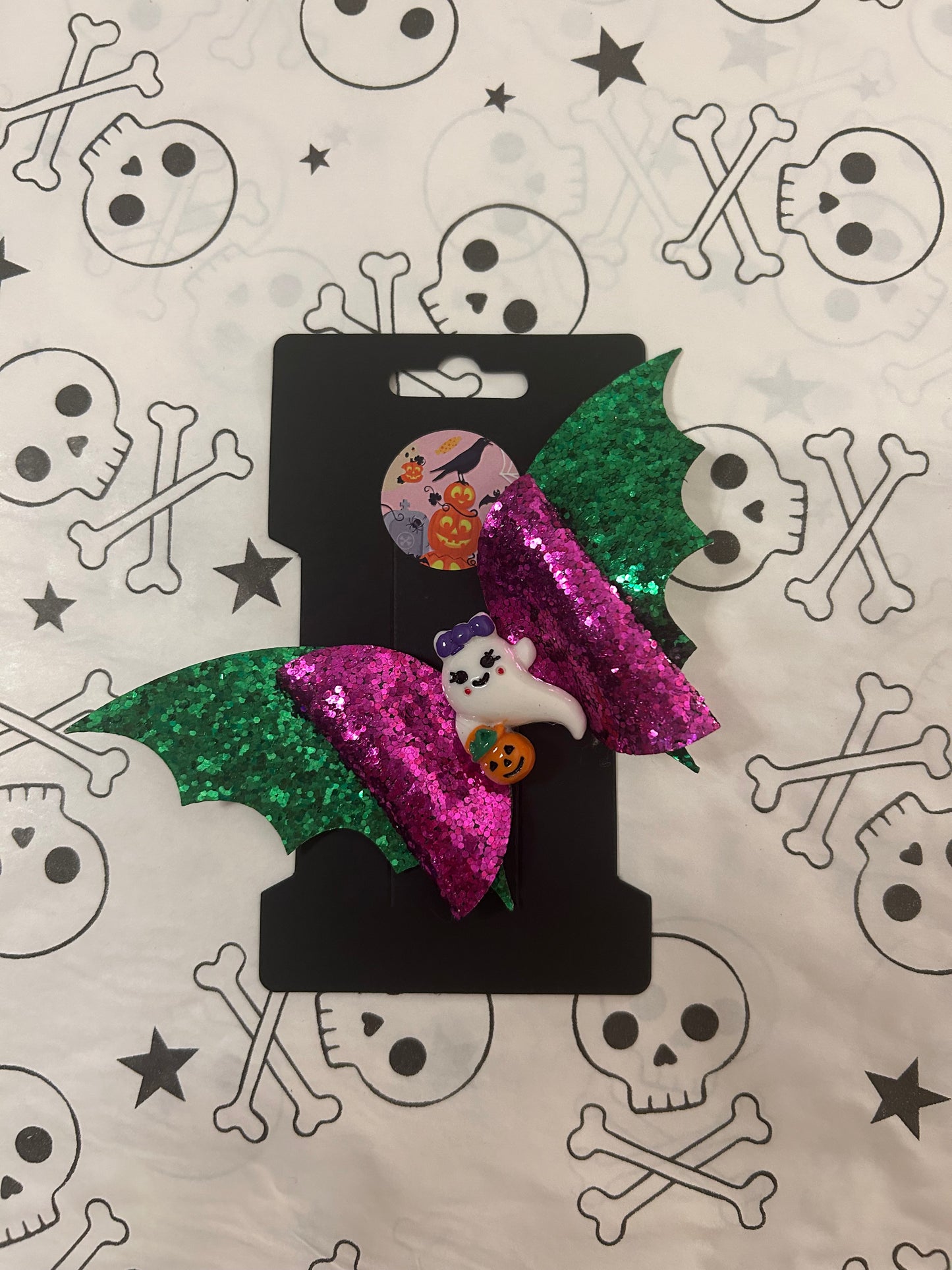 Ghost Halloween bat hair clip