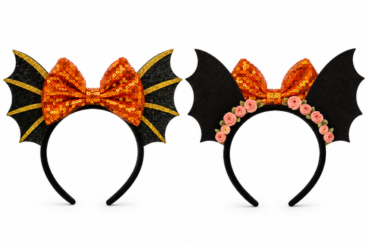 Halloween Sparkly Bat Wing & Bow Headbands 🎀🦇