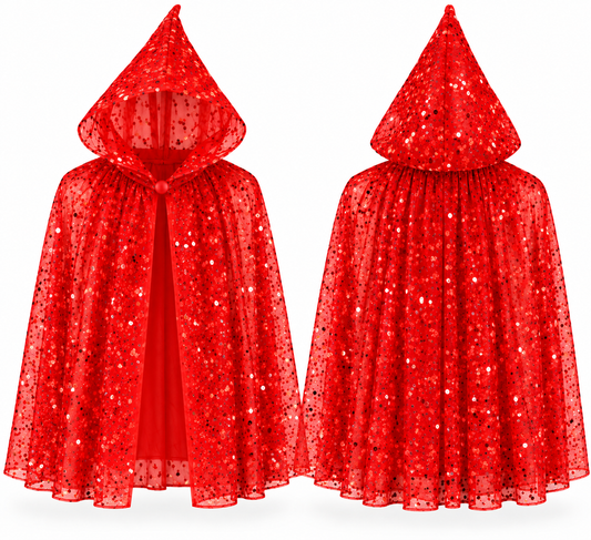 ❤️ Little Red Riding Hood Sequin Sparkle Halloween Cape ✨