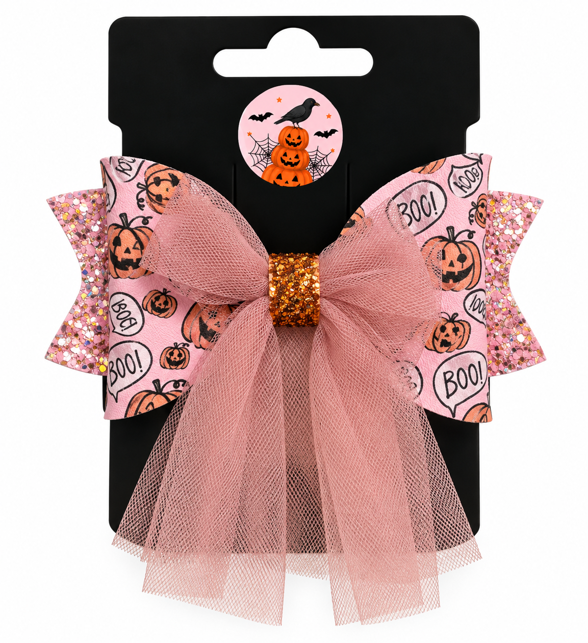Boo-tiful Halloween Tulle Hair Bows – Spiders & Pumpkins 👻🎃💕