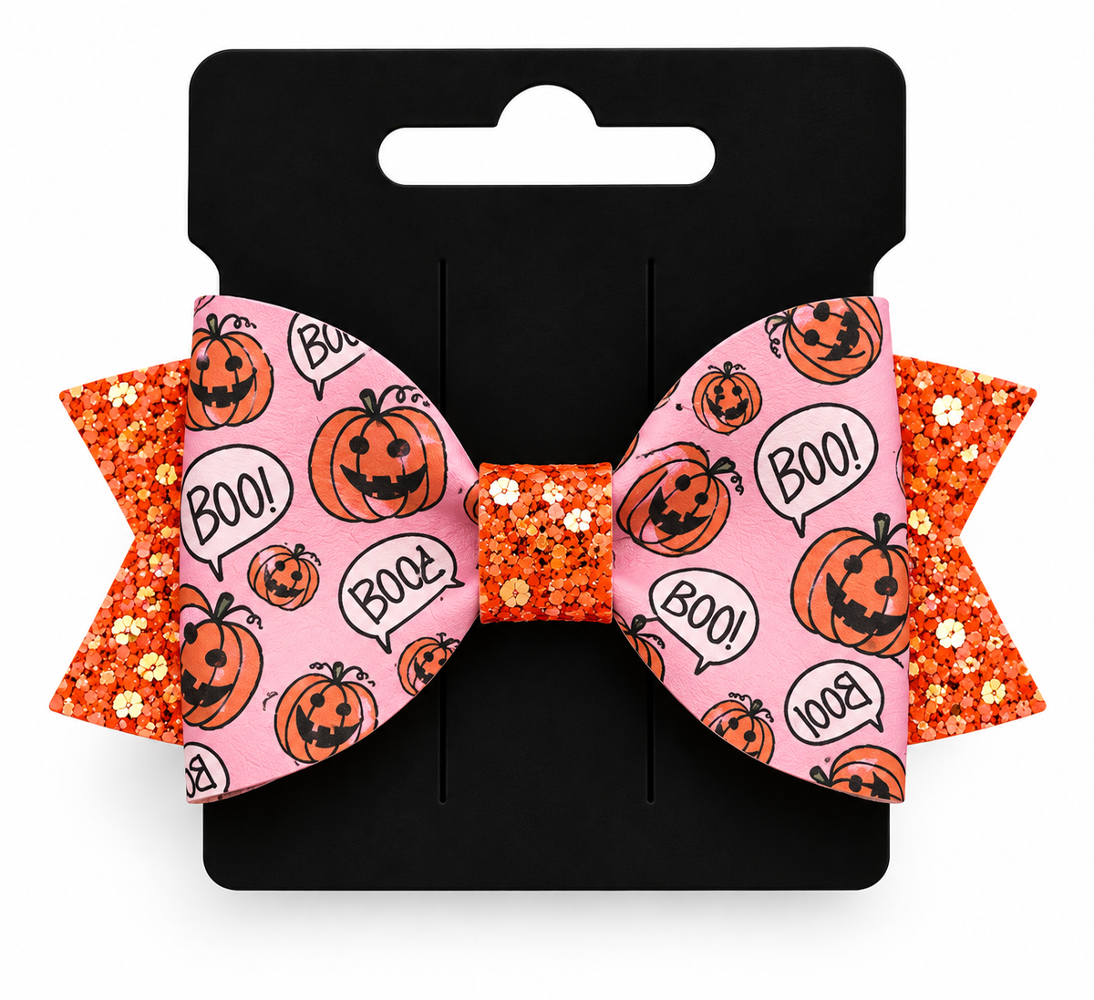 Pink Pumpkin Boo Halloween Glitter Hair Bows 🎃🩷✨