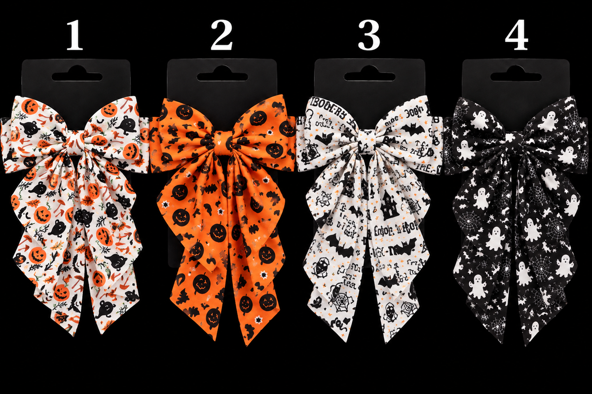 Spooktacular Halloween Hair Bows – 4 Designs 👻🖤